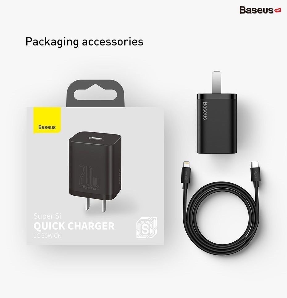 Bộ Sạc Nhanh 30W Chân Gập Baseus Dành Cho Iphone/Samsung/Oppo-Hàng Chính Hãng