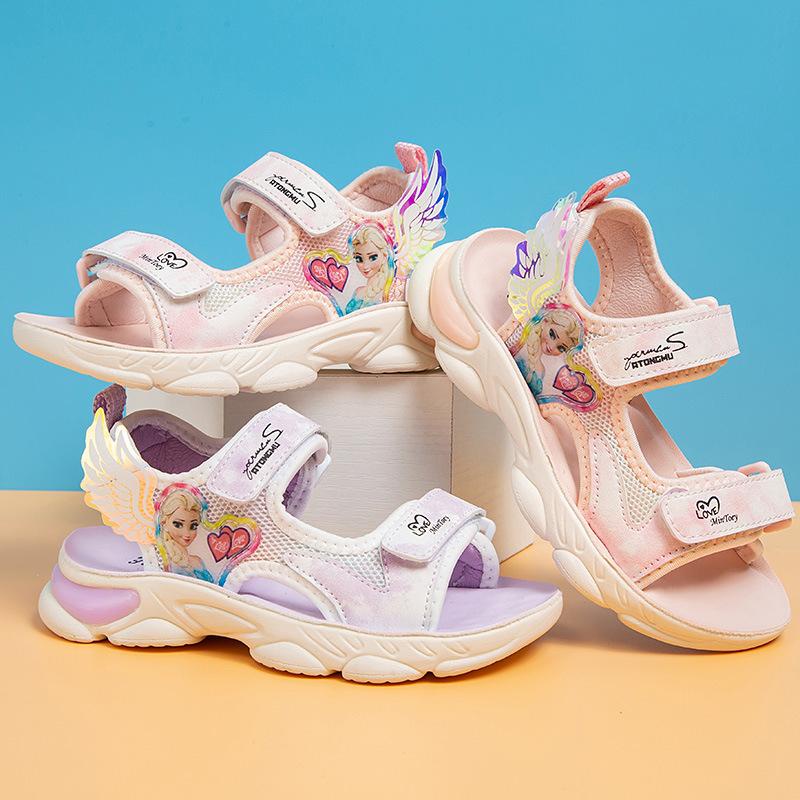 Dép sandal bé gái hình elsa Xăng đan đi học Dép quai hậu công chúa size 26-37