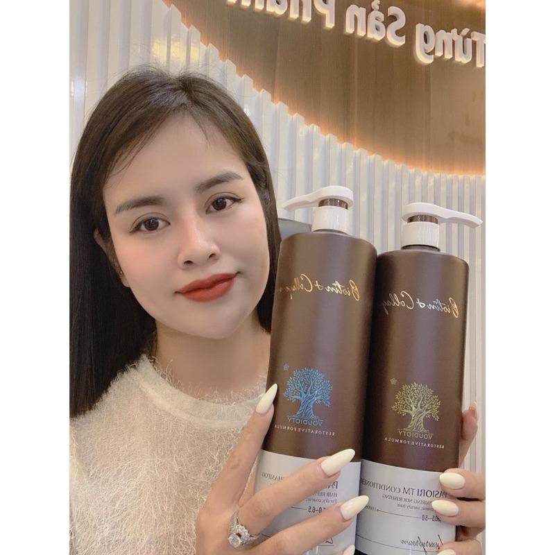 Bộ dầu gội xả Biotin Collagen Nâu Pasiori TM Luxury Brown Phục hồi siêu mượt giảm rụng tóc 1000ml
