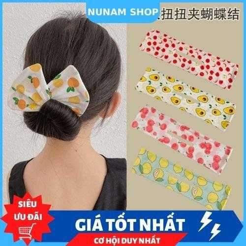 Dây bới tóc nơ tạo kiểu họa tiết trái cây và hoa siêu xinh cho mẹ và bé Nunam Shop