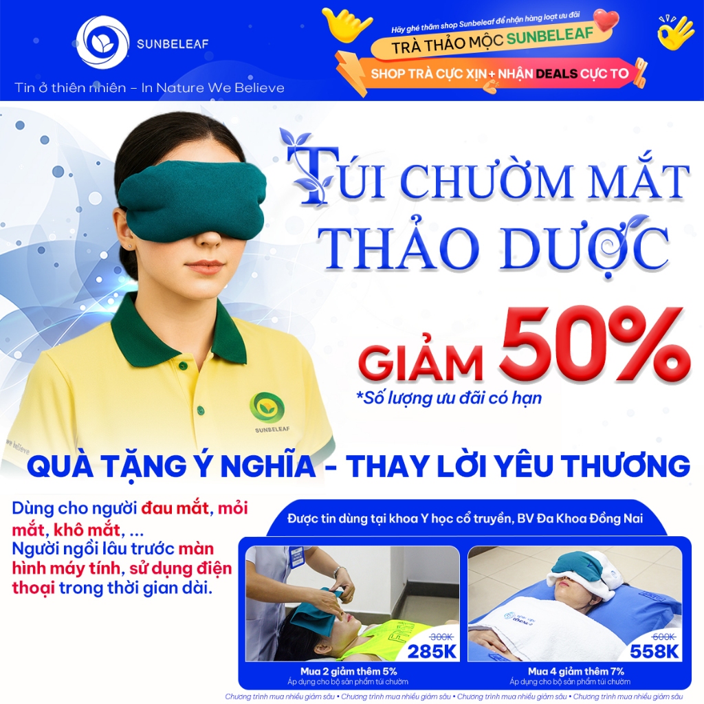 Túi Chườm Mắt Thảo Dược Sunbeleaf - Giảm Đau Mắt, Mỏi Mắt, Khô Mắt Khi Nhìn Màn Hình Máy Tính, Sử Dụng Điện Thoại