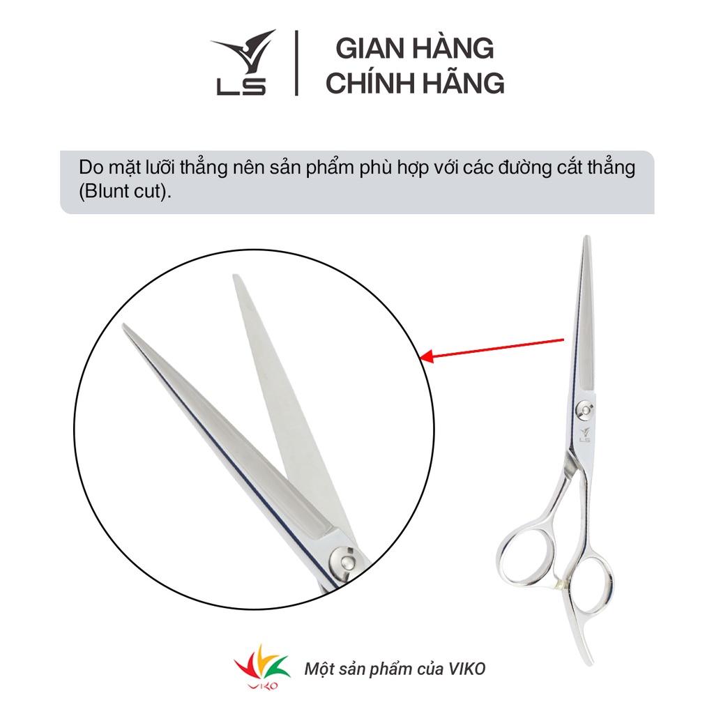Kéo cắt tóc VLS lưỡi thẳng quai offset vênh đỡ ngón cố định JP603