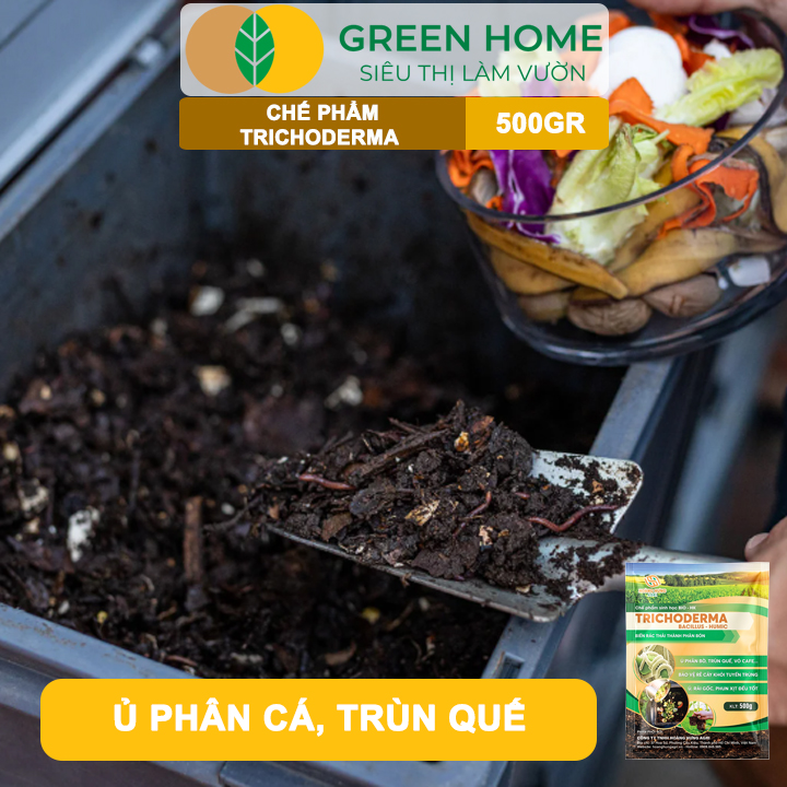 Nấm Đối Kháng Trichoderma GreenHome, Bao 500gr, Ủ Phân Hữu Cơ, Ủ Rác, Khử Mùi Hôi, Cải Tạo Đất