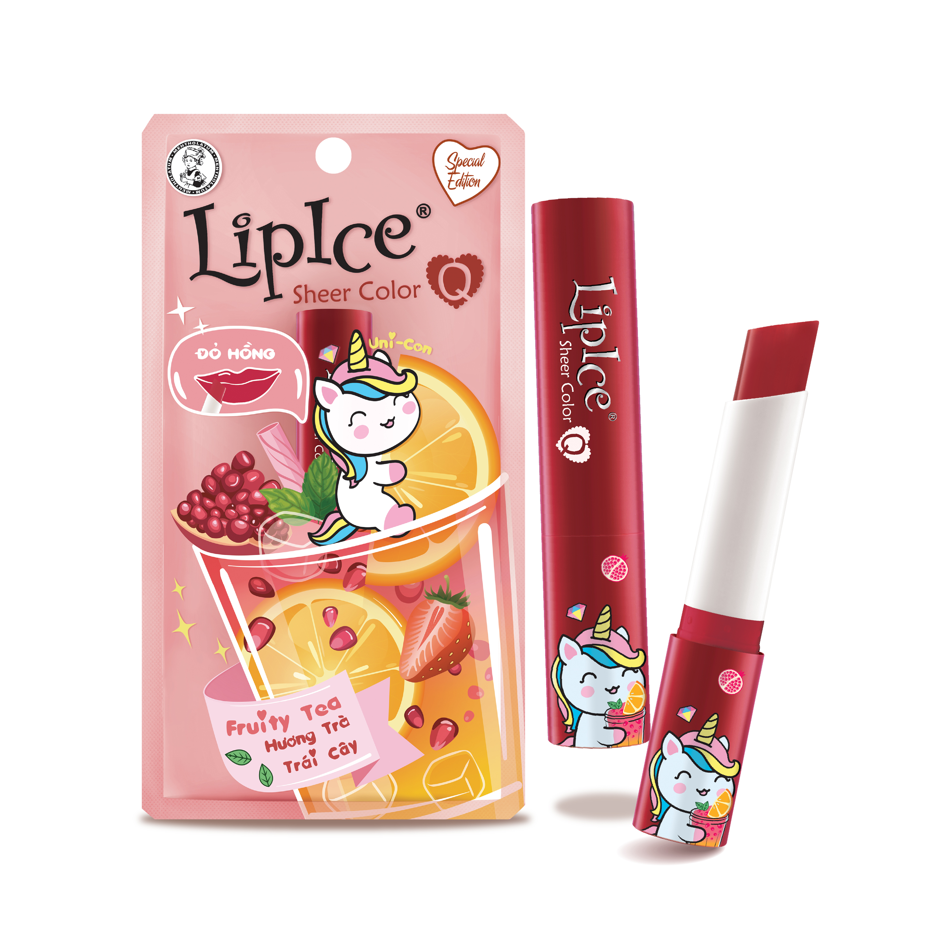 Son dưỡng có màu hiệu chỉnh sắc môi tự nhiên LipIce Sheer Color Q 2.4g Trà Trái Cây - Đỏ Hồng