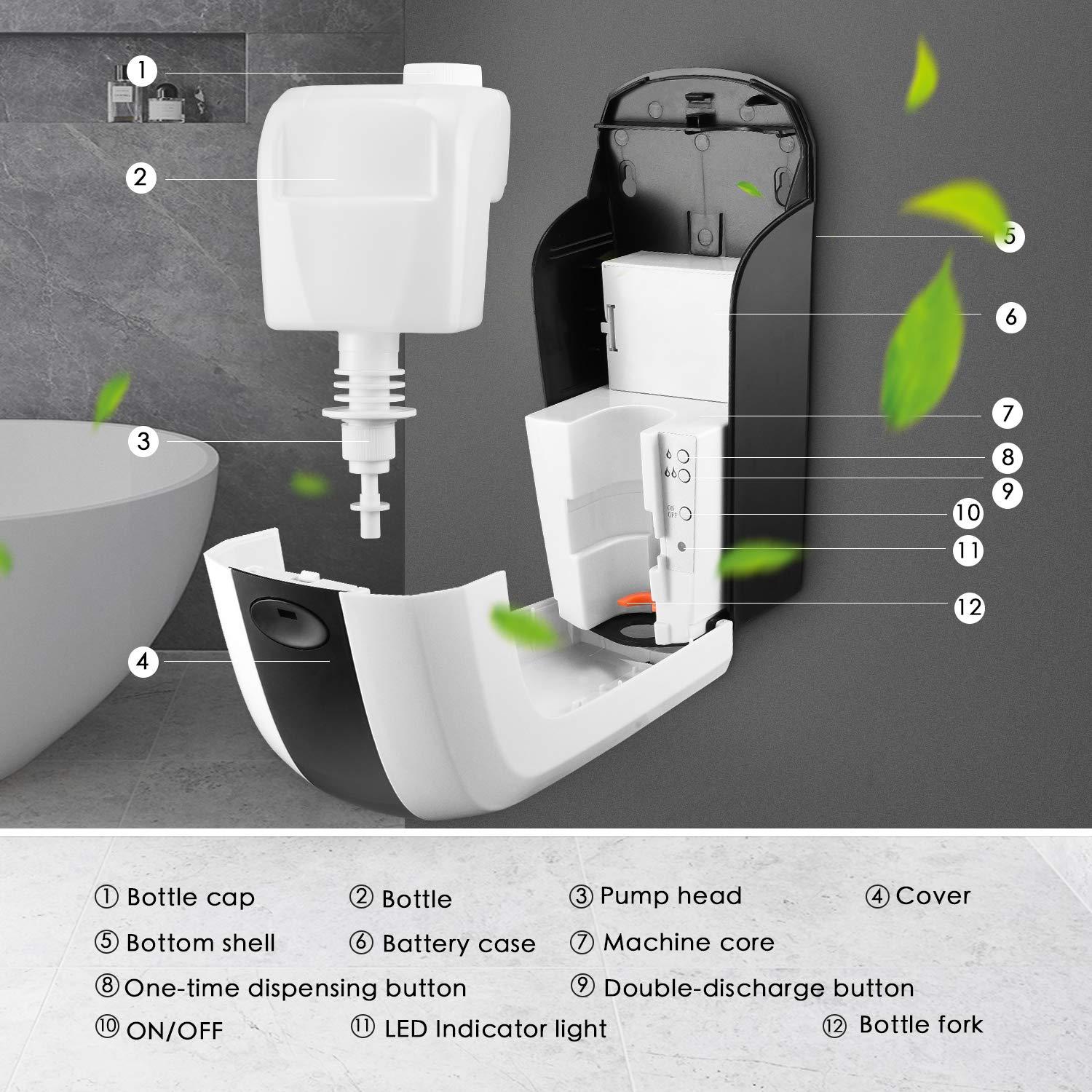 Máy phân phối tự động 1000 ml, bộ phân phối chất khử trùng không tiếp xúc, bộ phân phối xà phòng lắp ráp cột cho nhà hàng, trường học