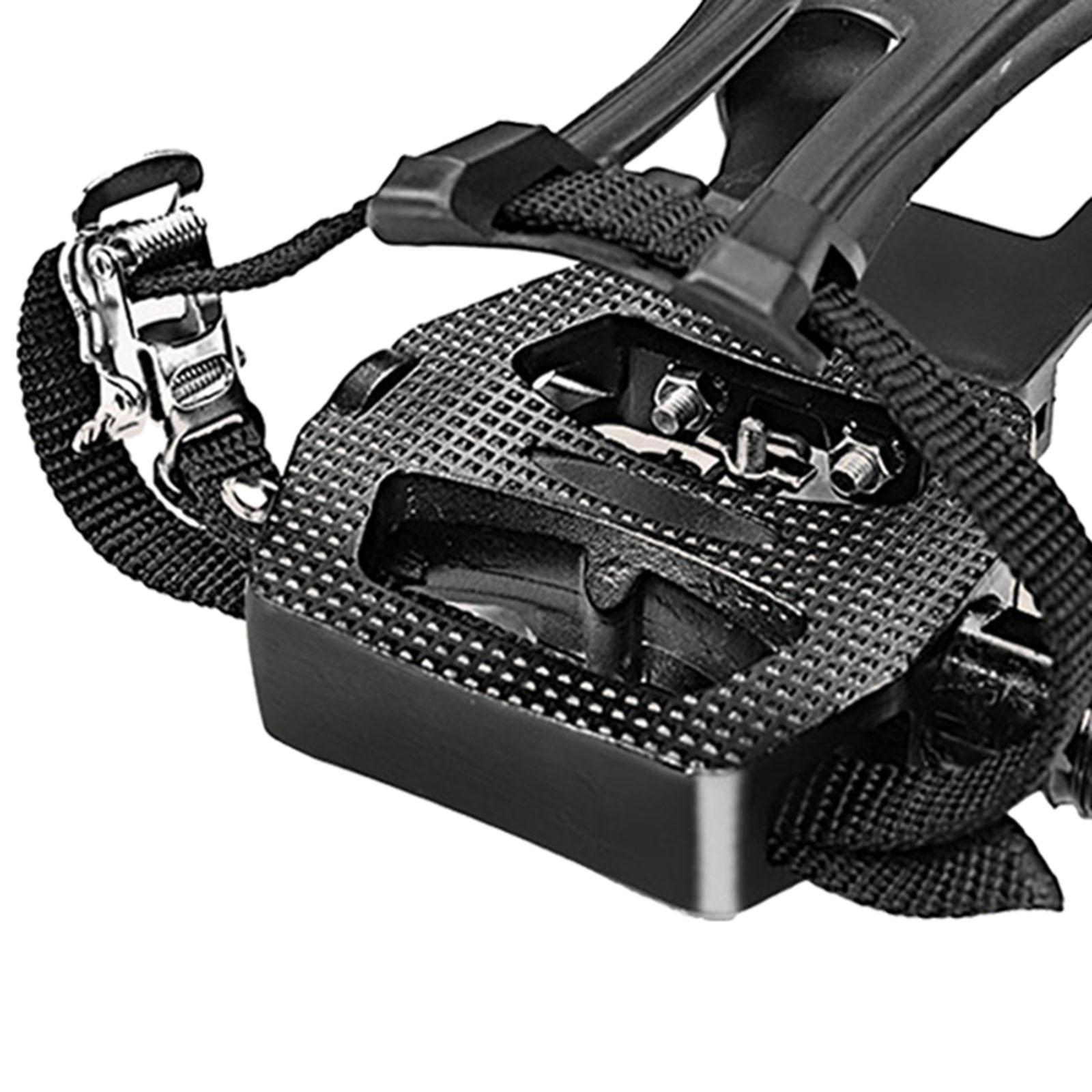 Cycling Bike Pedals with Clips and Straps,  Pedals for Exercise Bike, Mountain and Road Bike