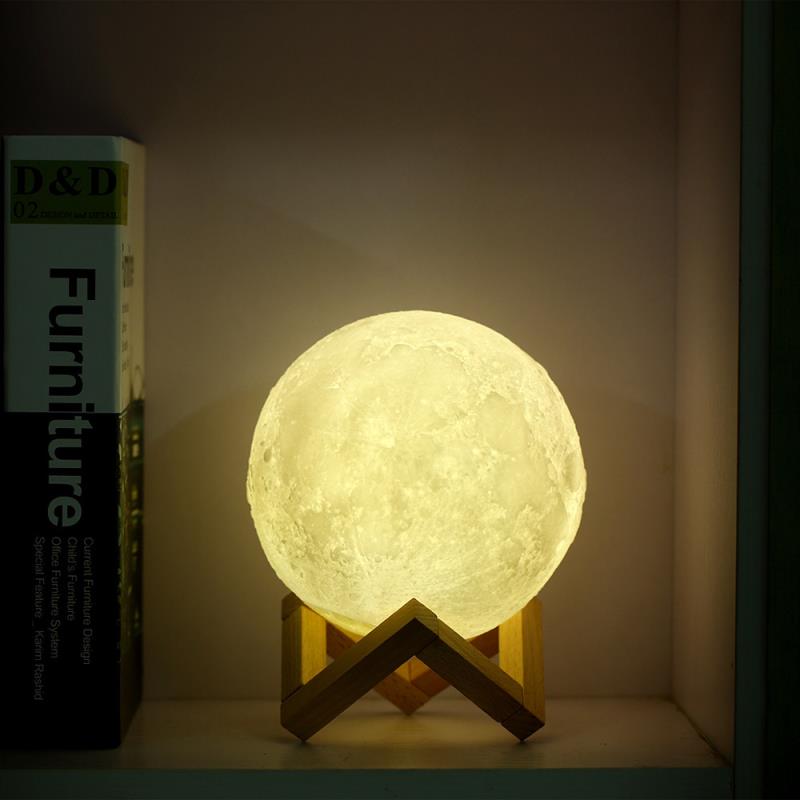 Đèn ngủ mặt trăng ML3D, Đèn mặt trăng 20cm, Đèn trang trí Moon Light 3D