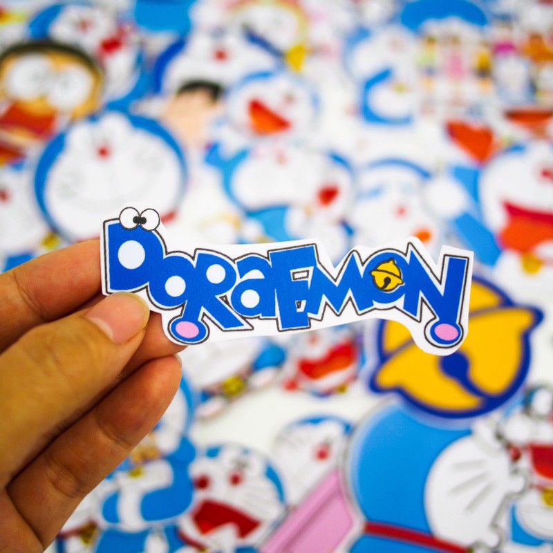 Hộp 100 Sticker hình dán Doraemon dán Laptop, Vali, Mũ bảo hiểm, Điện thoại, Xe máy