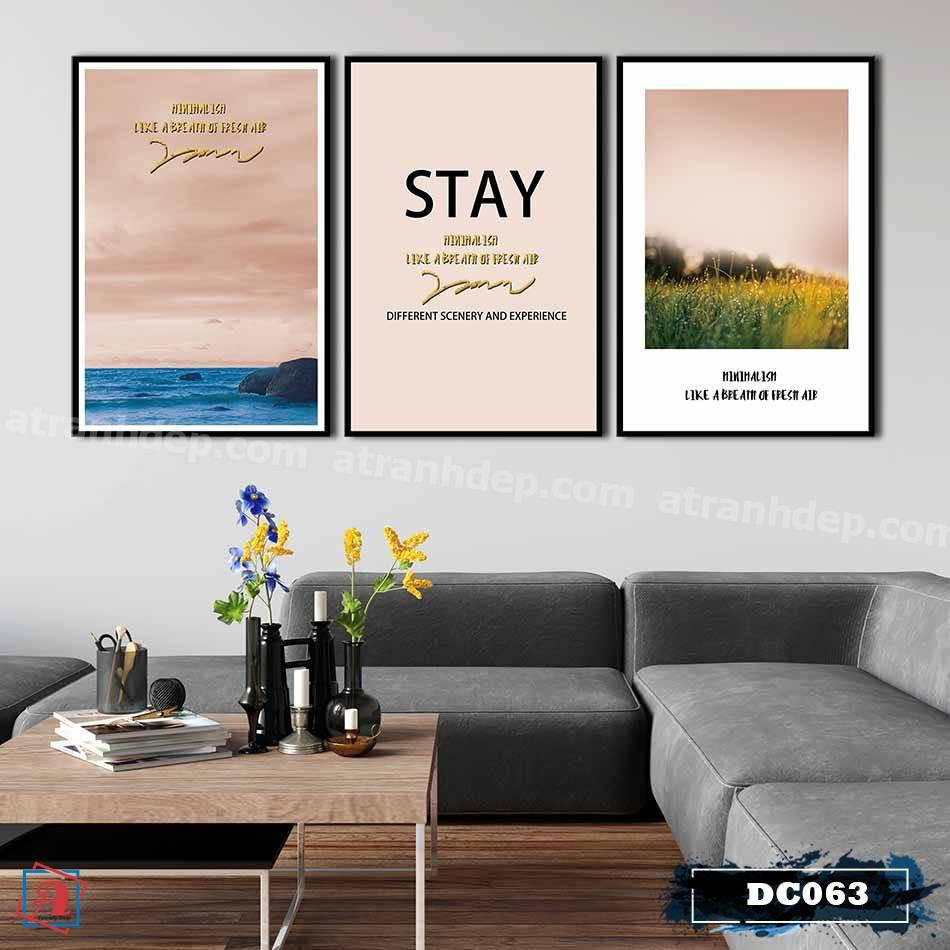 Bộ 3 tranh canvas treo tường Decor phong cảnh, phong cách scandianvian – DC063