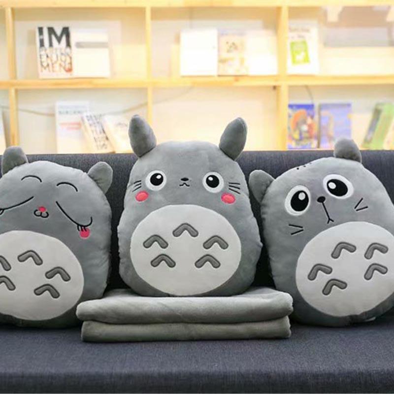 Totoro Gối Nhung Đa Chức Năng 3 Trong 1 Ném Gối Totoro Tay Ấm Áp Vỏ Gối Cho Bé Trẻ Em Chăn Nhồi Bông Anime Hình đồ Chơi