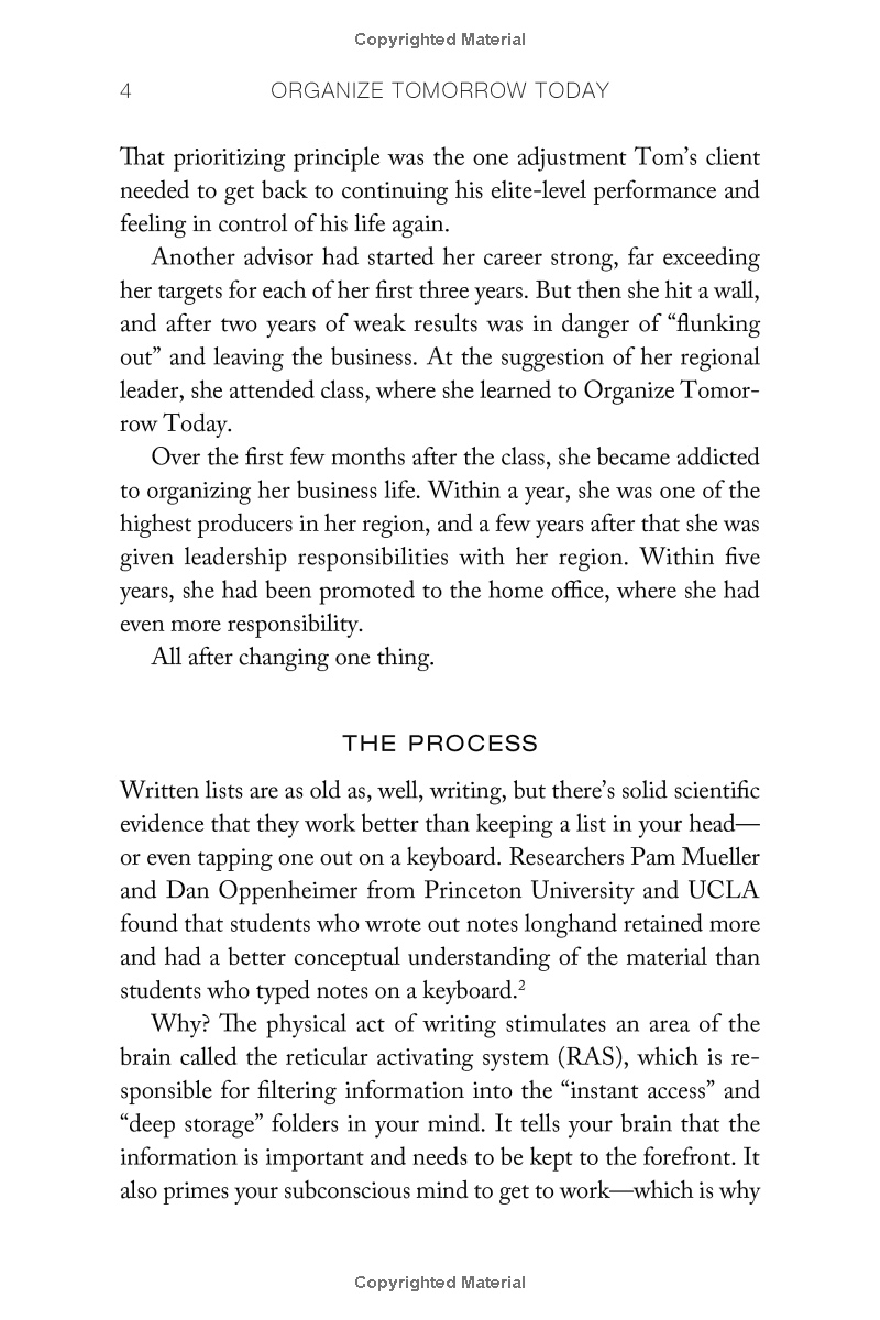 Organize Tomorrow Today: 8 Ways To Retrain Your Mind To Optimize Performance At Work And In Life