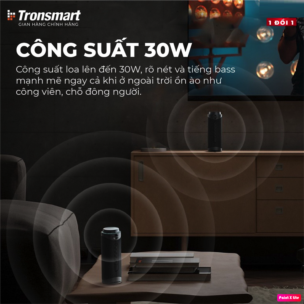 Loa Bluetooth Tronsmart T7 Công suất 30W Chống nước IPX7 Âm thanh siêu trầm - Hàng Chính Hãng