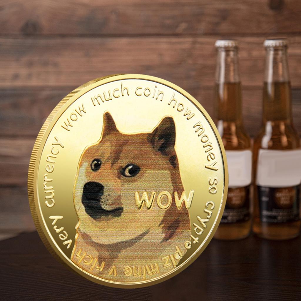 Dogecoin Doge Commemorative Coins Collectors Desktop Display Decor Golden