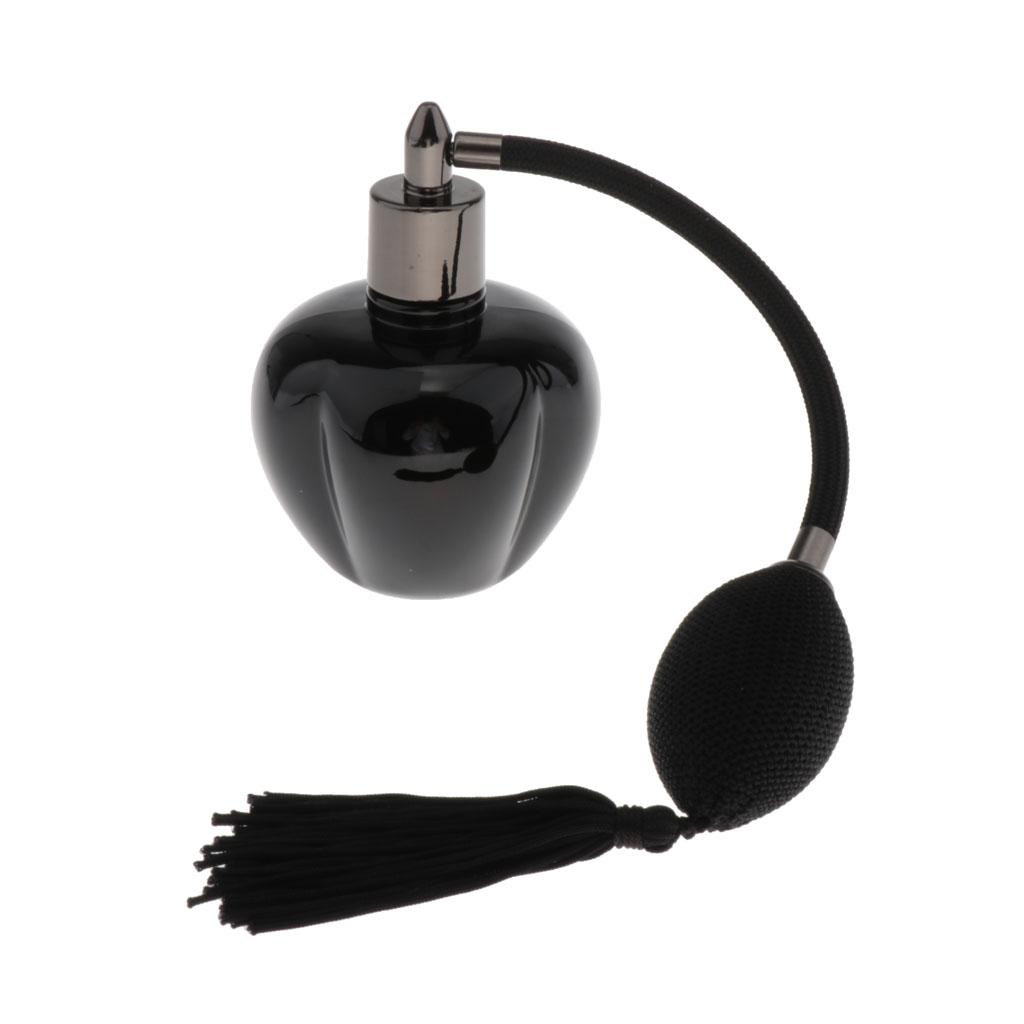 Refillable Empty Glass Perfume Bottle Black Bulb Tassel Spray Atomizer 100ml