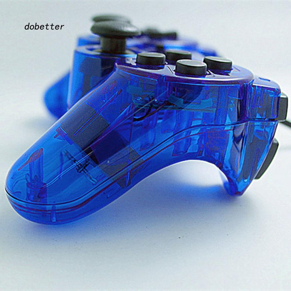 Tay cầm PS2 xanh dương trong suốt có rung PlayStation PC - tương thích với PS1