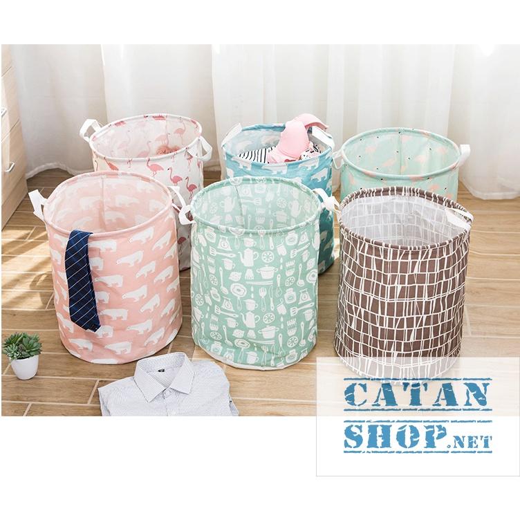 Giỏ vải chống thấm nước đựng quần áo bẩn để giặt, sọt vải đựng đồ chơi, đồ đa năng GD539-W02MAU