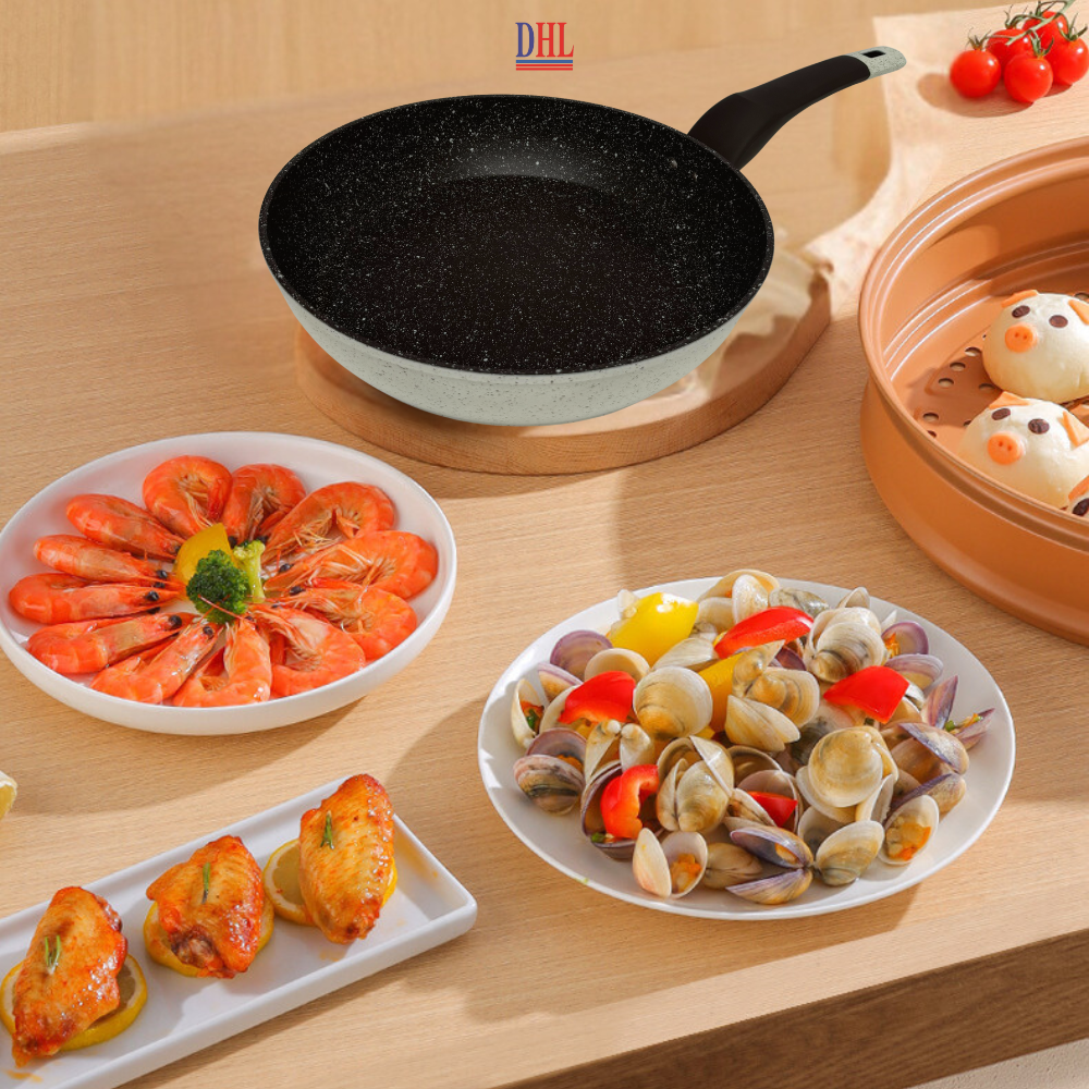 Bộ nồi chảo bếp từ vân đá chống dính cao cấp Mitomo Giyoca 4 món - Hàng chính hãng BH 24 tháng