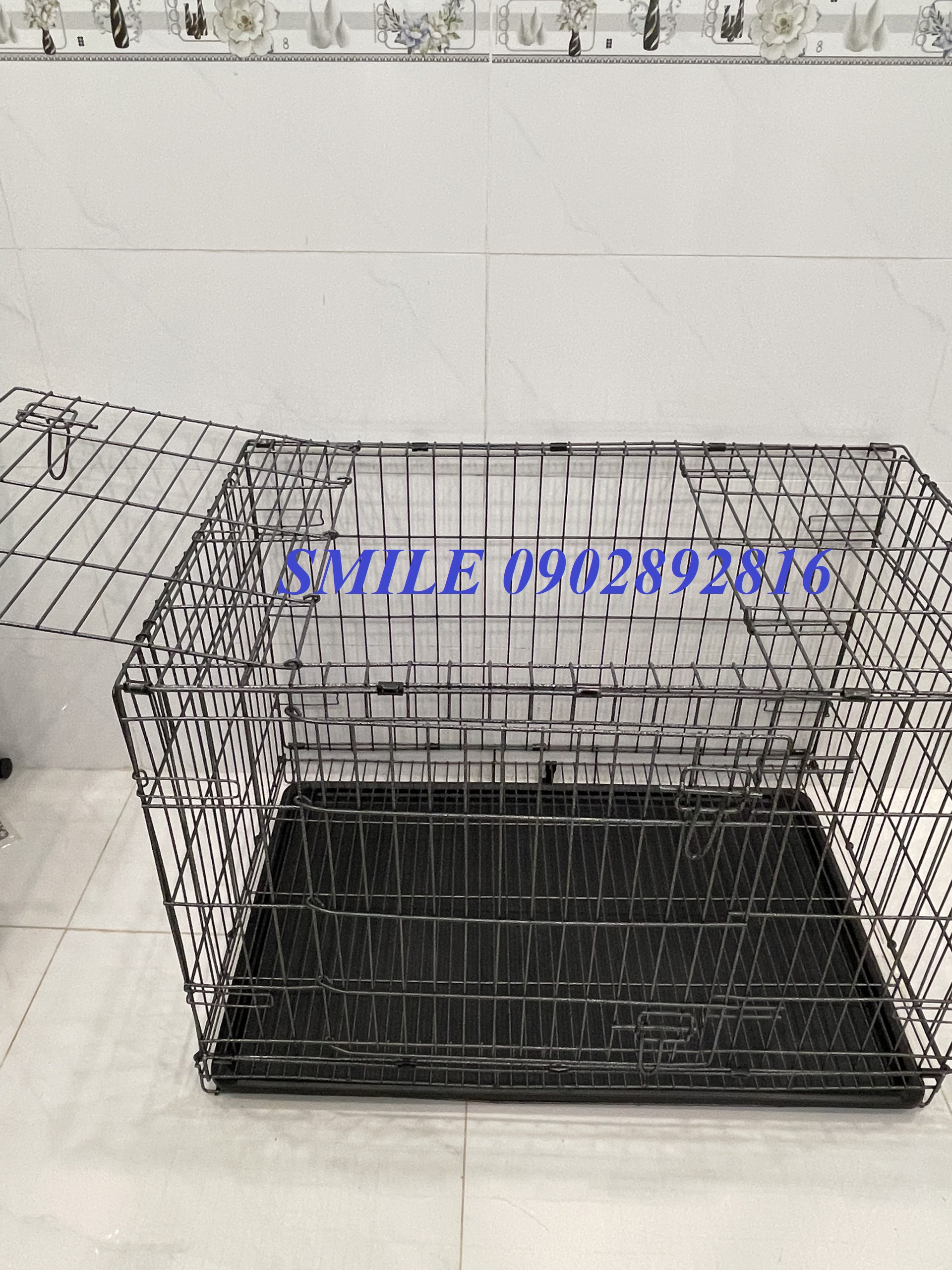CHUỒNG CHÓ VÂN ĐÁ SIZE LỚN NAN SIÊU DÀY 90X60X65CM GẤP GỌN TIỆN LỢI DÀNH CHO PET LỚN