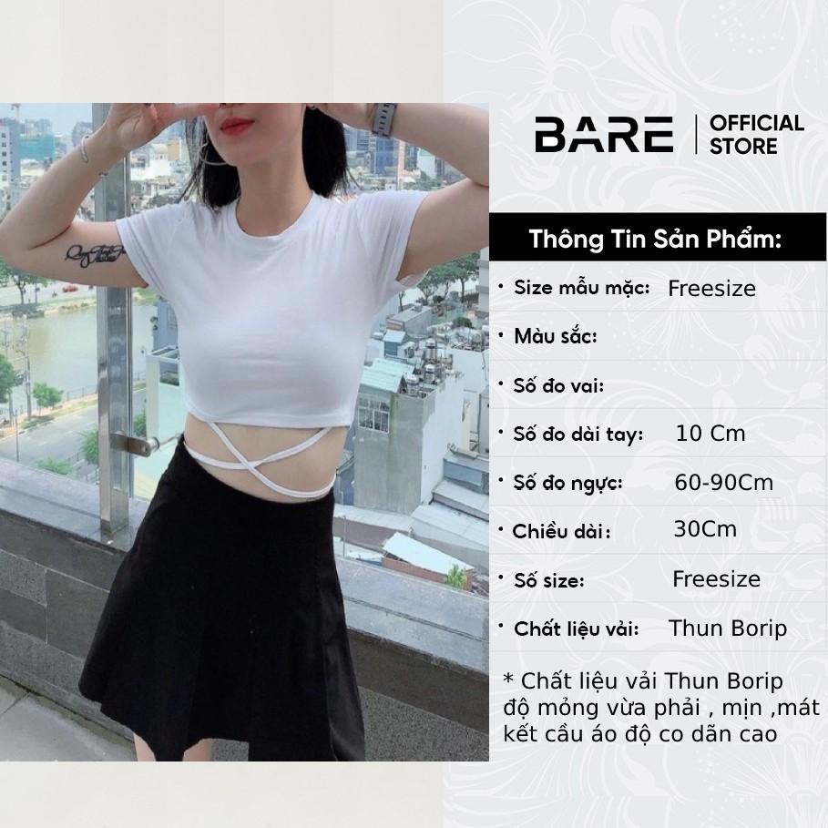 Áo croptop ôm body đan dây tay ngắn
