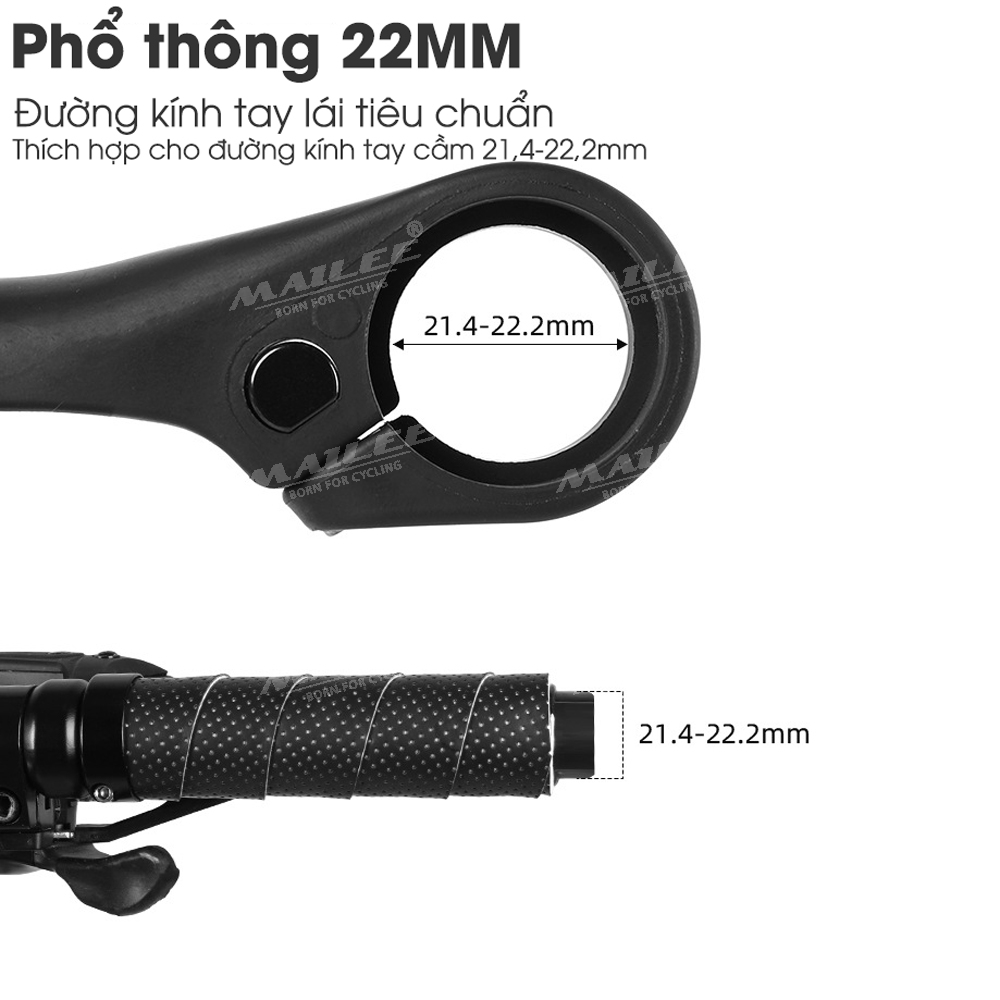 Tay cầm phụ B2-07 có thể điều chỉnh cho xe đạp, chất liệu nhựa nilon, thiết kế công thái học, giảm mệt mỏi, cải thiện tư thế đạp, phù hợp đường kính tay lái 21.4 - 22.2 mm, dành cho cả xe đạp địa hình và xe đạp đường phố - Mai Lee