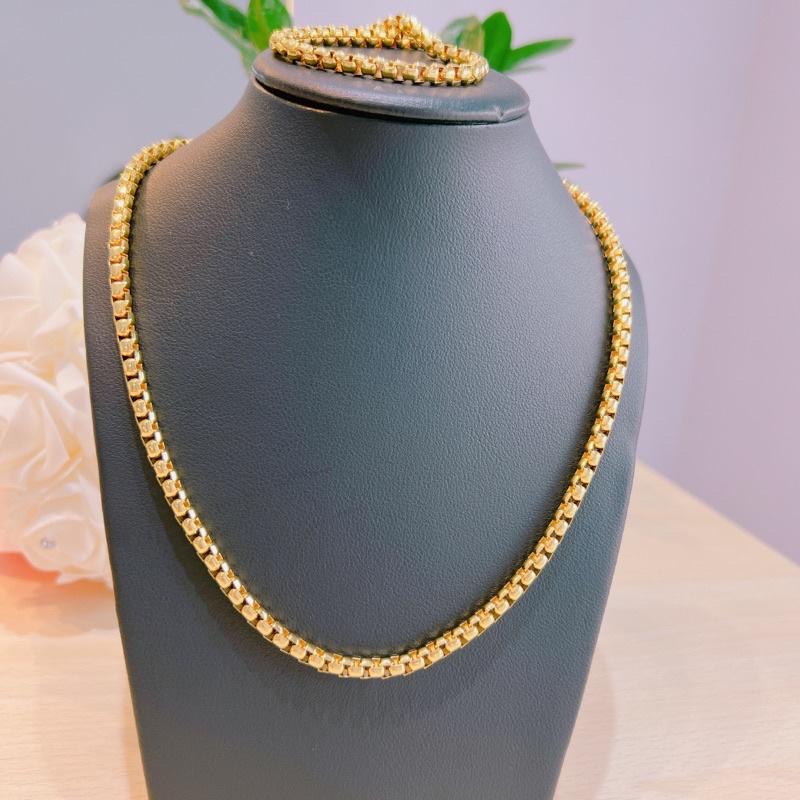 Set bộ Lắc tay và dây chuyền công nam nữ 6ly mạ vàng 18k siêu đẹp