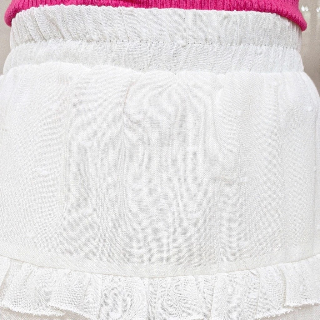 Set Áo Thun Gân Viền Ren Mix Chân Váy Xòe Bé Gái Dễ Thương Từ 12-36kg Dành Cho Bé Gái