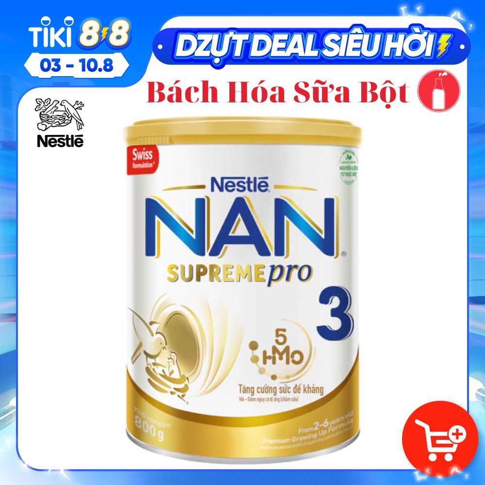 Sản phẩm dinh dưỡng công thức Nestlé NAN SUPREME 3 lon 800g (CÔNG THỨC BỔ SUNG 2HM-O)