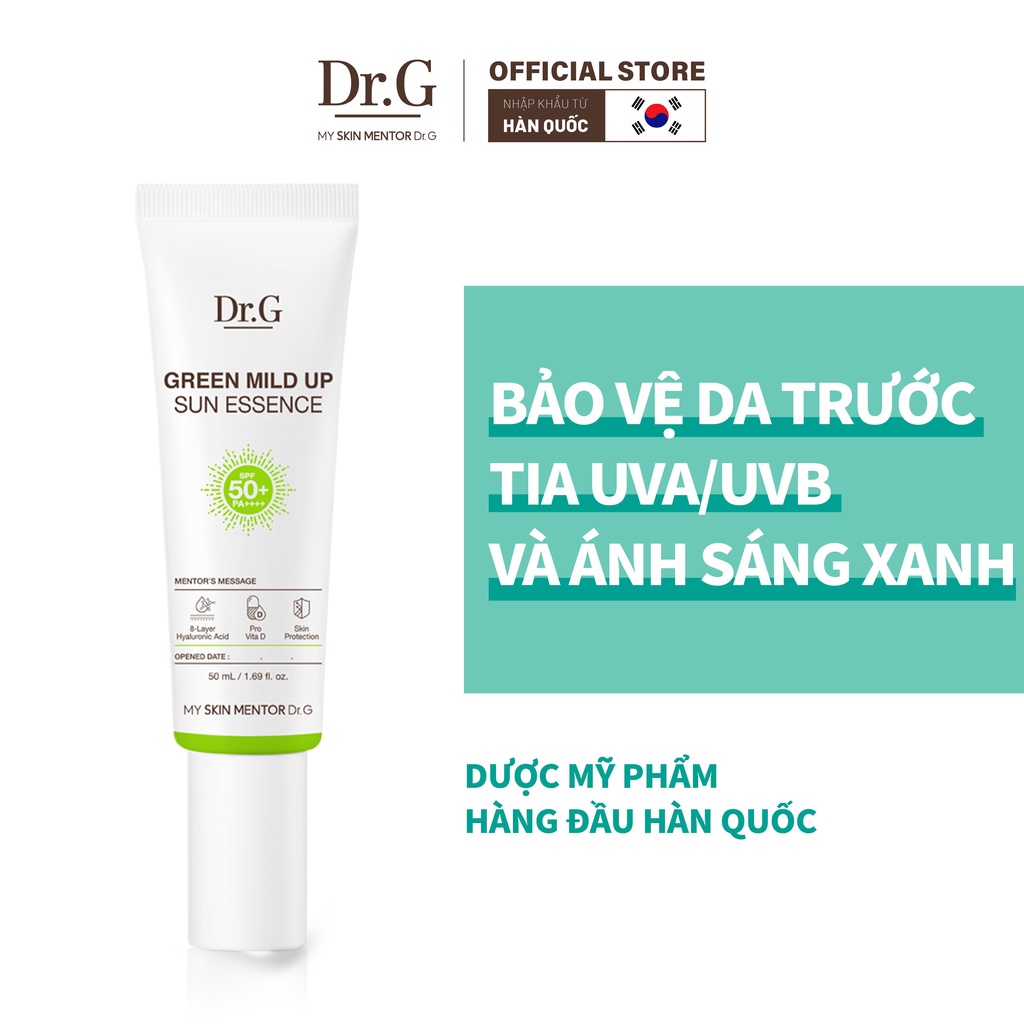 Kem Chống Nắng Phổ Rộng, Bảo Vệ Da Tối Ưu Dr.G Green Mild Up Sun Essence 50ml