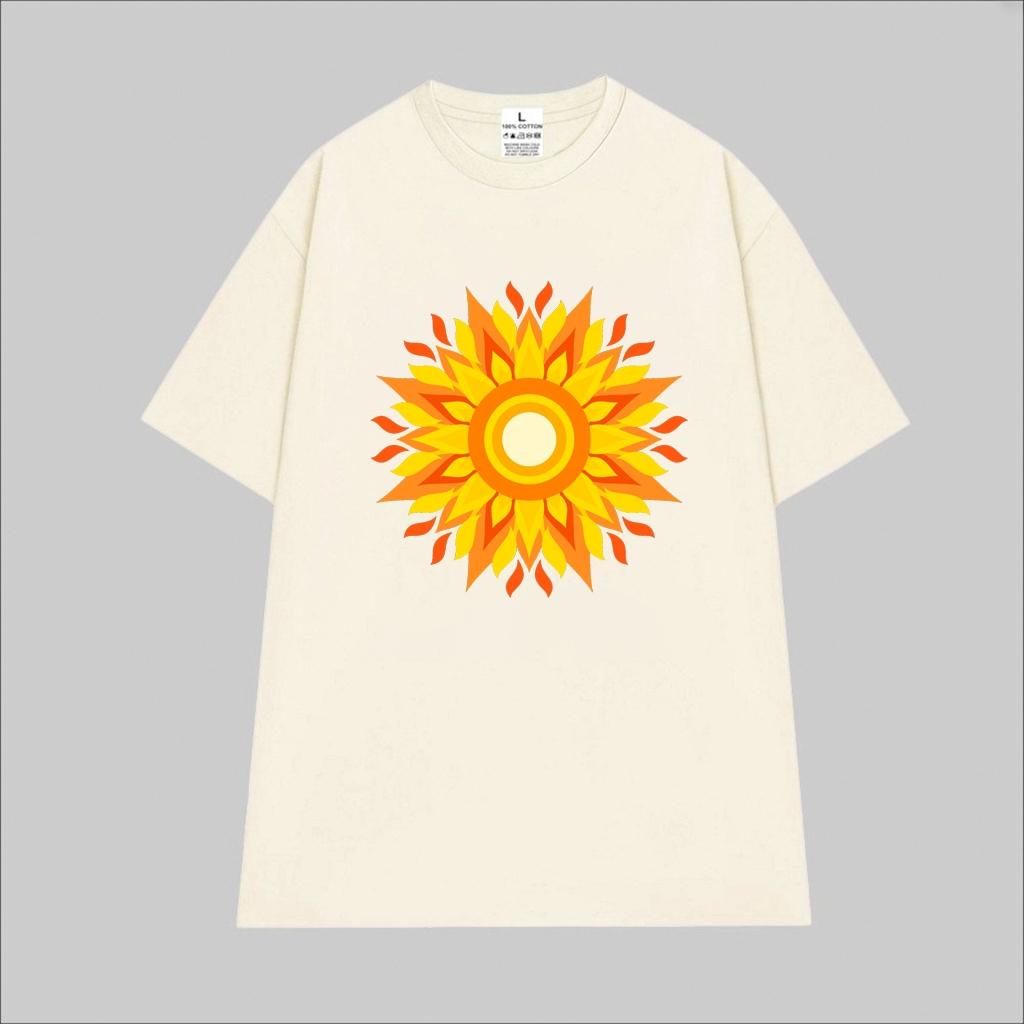 Cao cấp - Áo thun oversize hình hoa Mandala sắc vàng rực rỡ Mandala shirt BND537