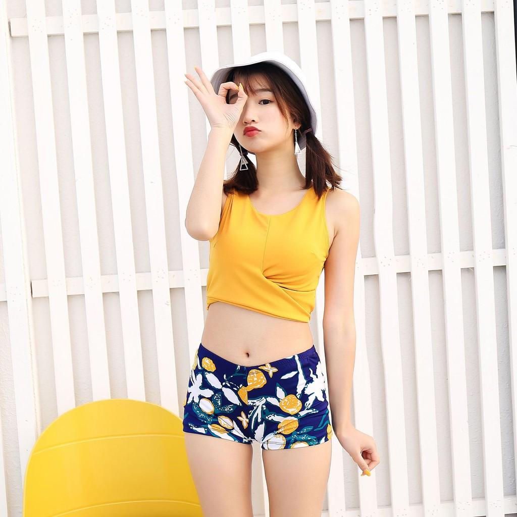 Bộ đồ bơi 3 mảnh màu vàng dáng Hàn Quốc 2019