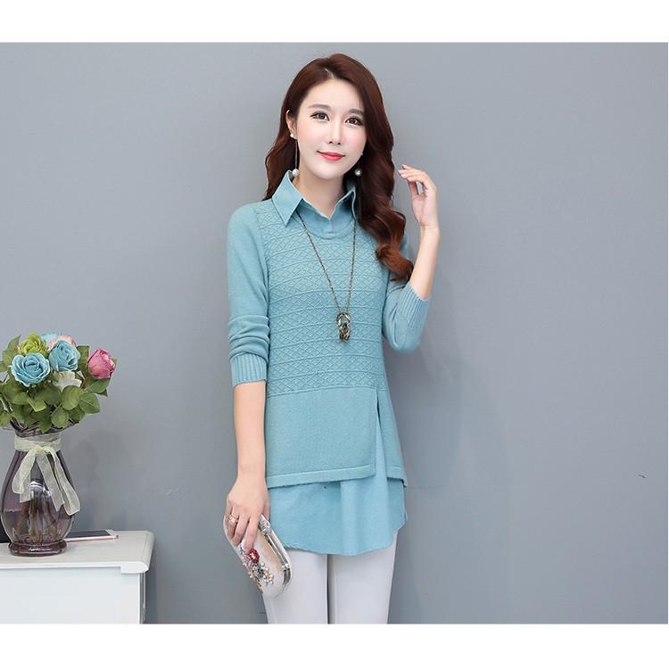 Áo len phối cổ thời trang