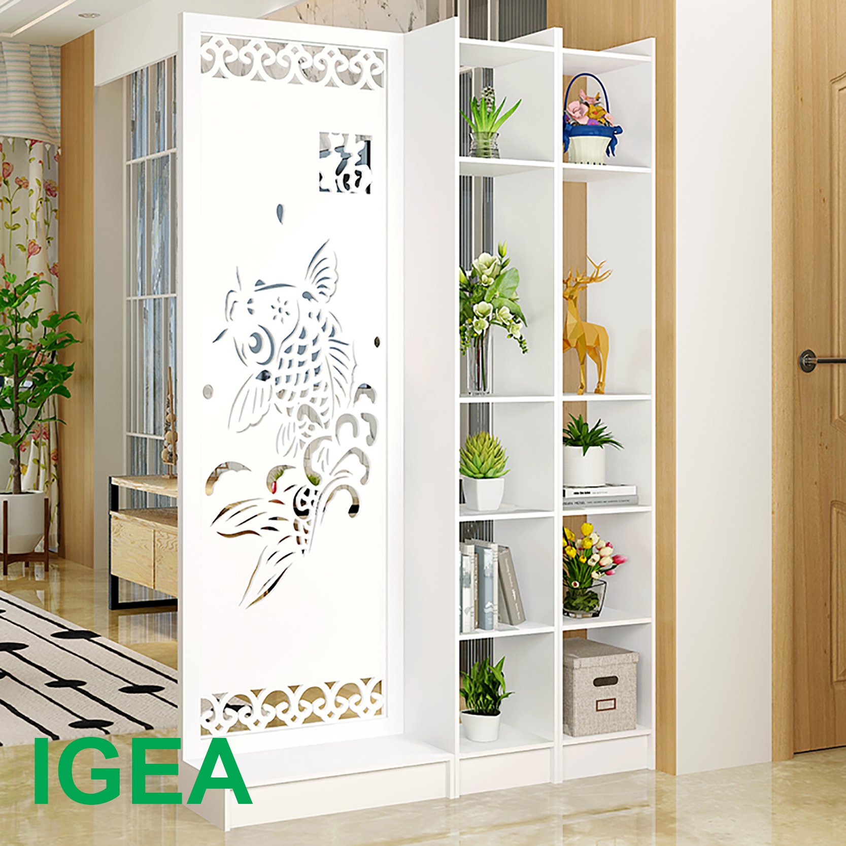 VÁCH NGĂN CÁ CHÉP PHONG THUỶ LIỀN 1 KỆ (C1m9 x R 90cm)