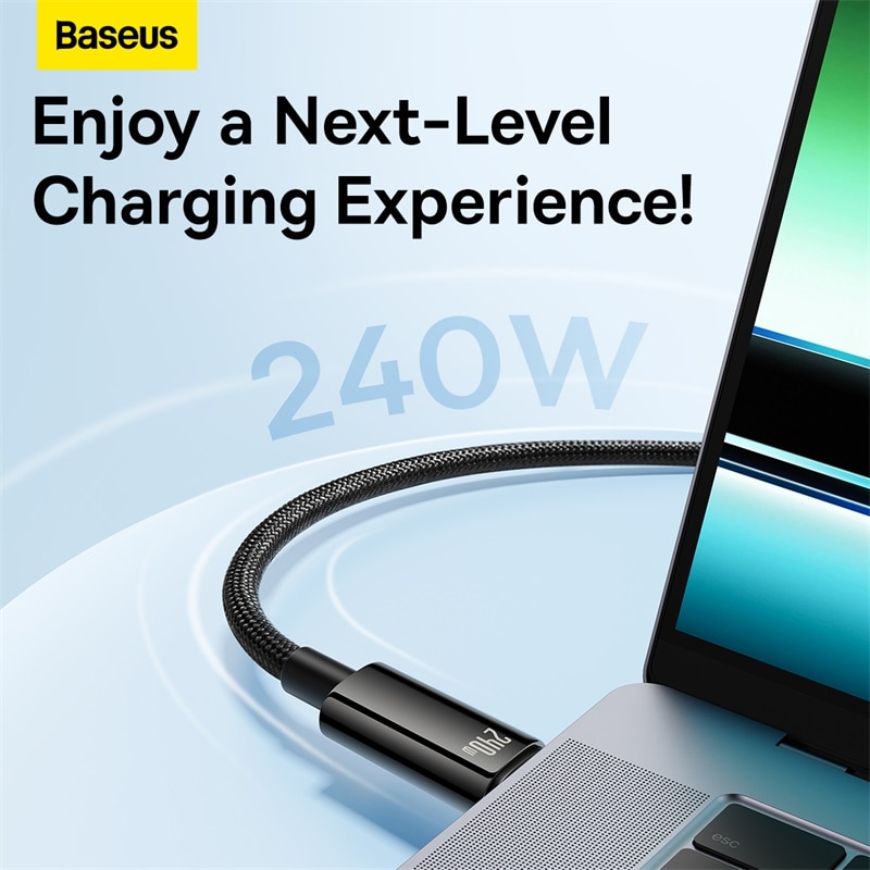 Cáp Sạc Nhanh Type-C to Type-C PD 240W/ 5A Baseus Tungsten Gold Fast Charging Data Cable- CAWJ- Hàng chính hãng