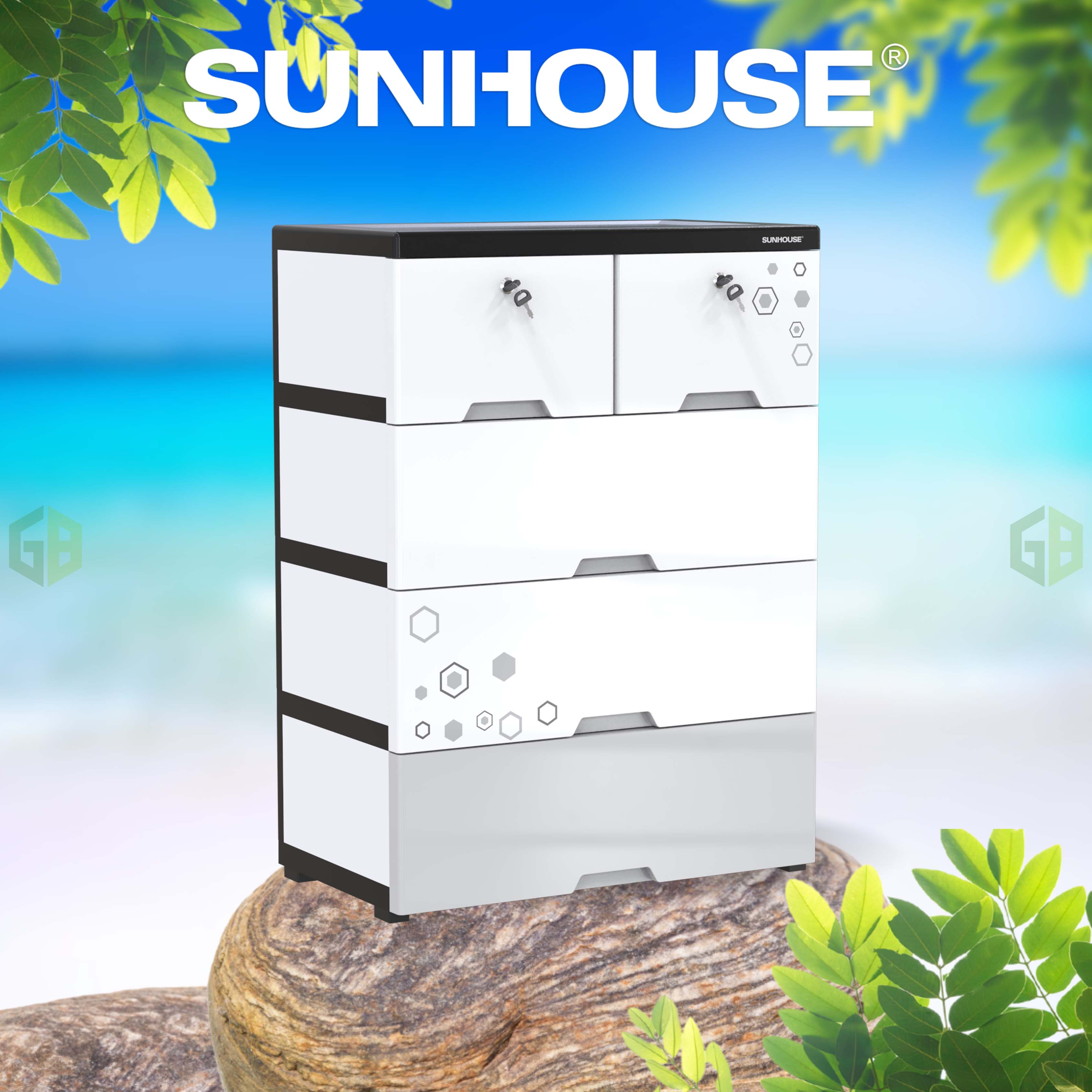 Tủ nhựa đôi 5 ngăn Happy Family SUNHOUSE KS-CA688F5 - Hàng chính hãng