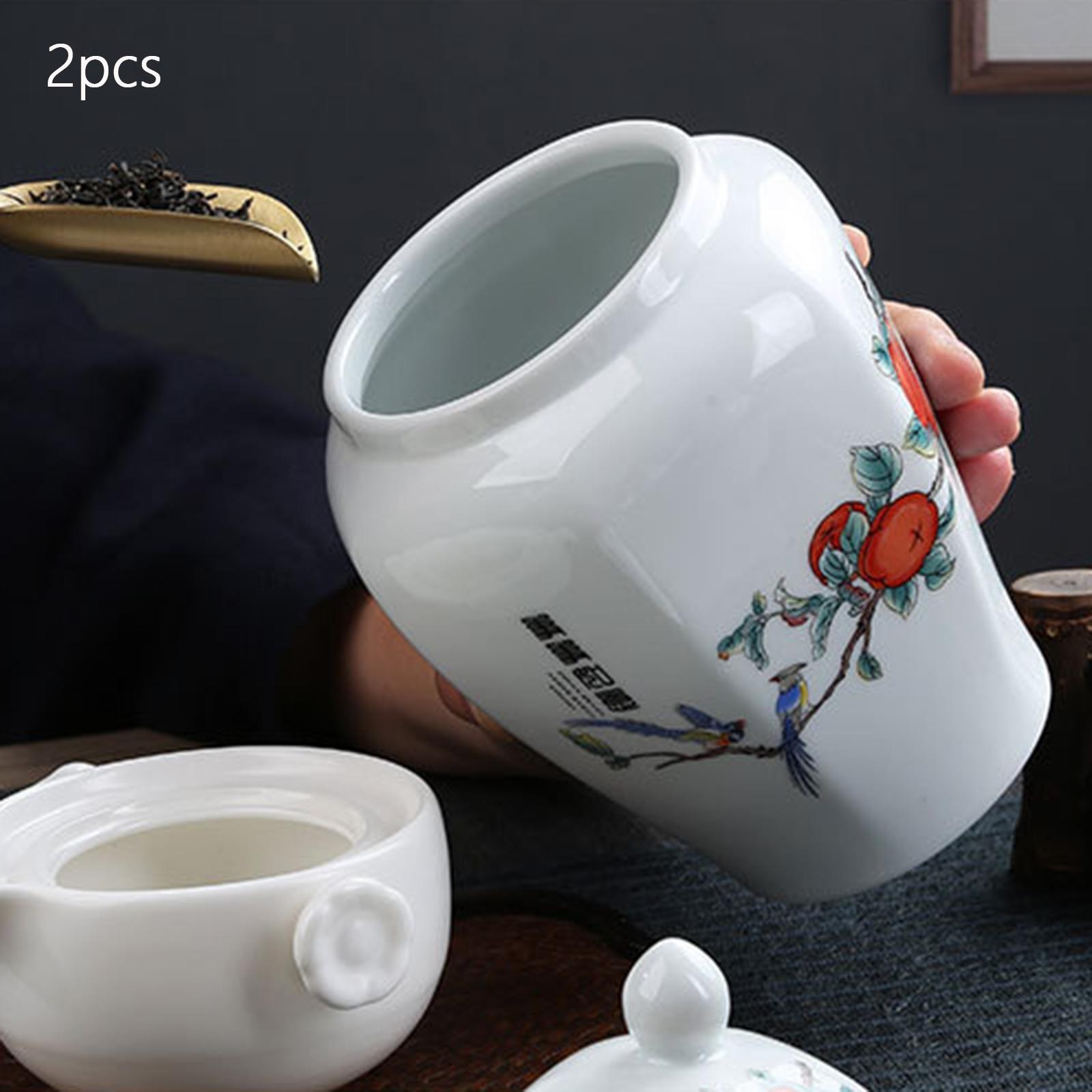 Ceramic Ginger Jar Tea Storage Jar Decorative Flower Vase Tea Tin with Lid