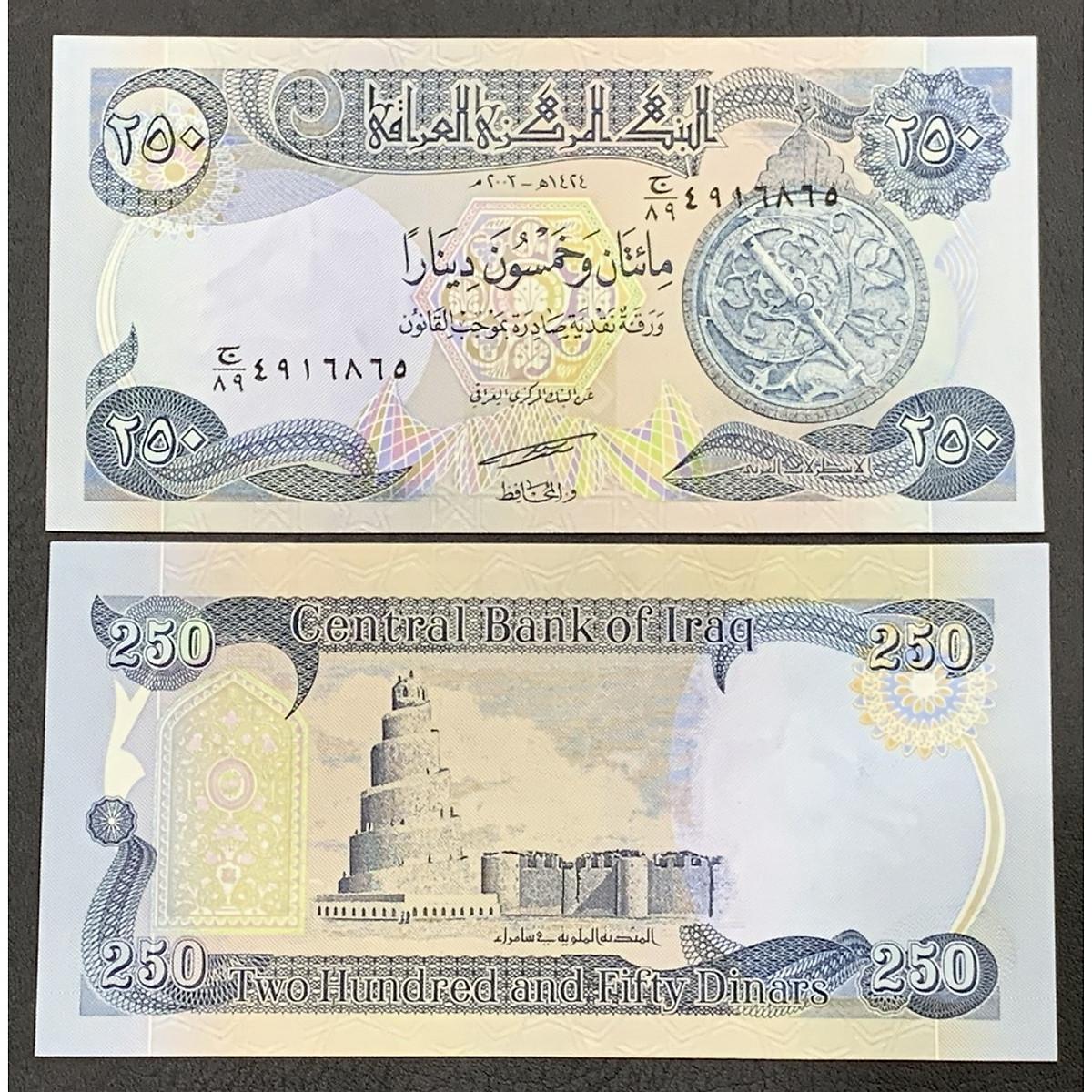 Tờ 250 Dinar của Iraq mệnh giá hiếm , tiền châu Á , Mới 100% UNC, sưu tầm