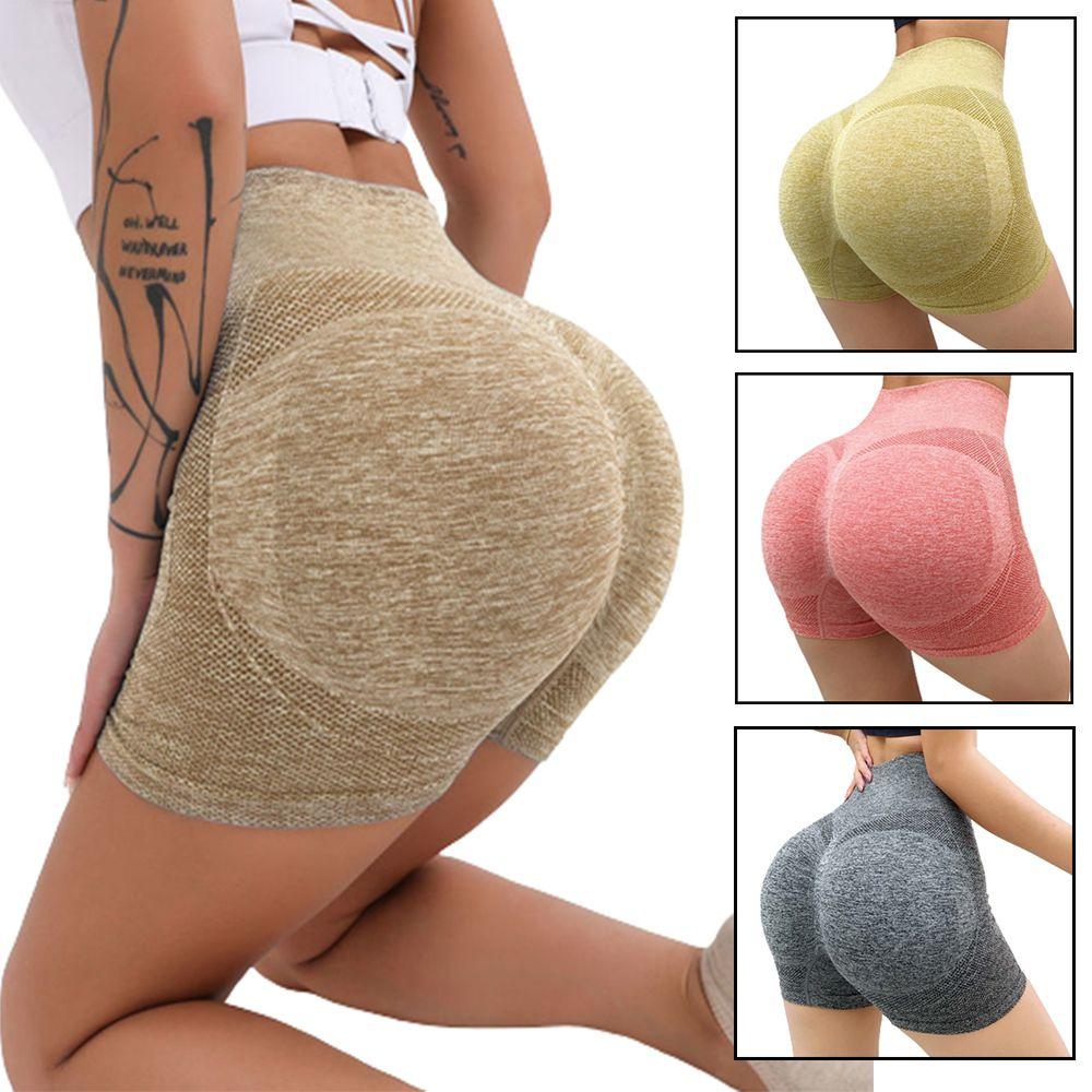 Phụ nữ quần short thể thao quần short quần short đi xe đạp chạy bộ tập thể dục cao eo đẩy quần short quần legging nữ yoga quần áo yoga yoga Color: gray Size: L-XL
