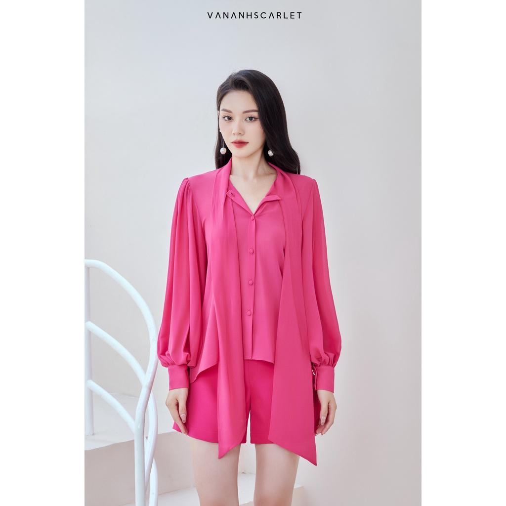 Set vest nữ VANANHSCARLET kèm quần short hồng