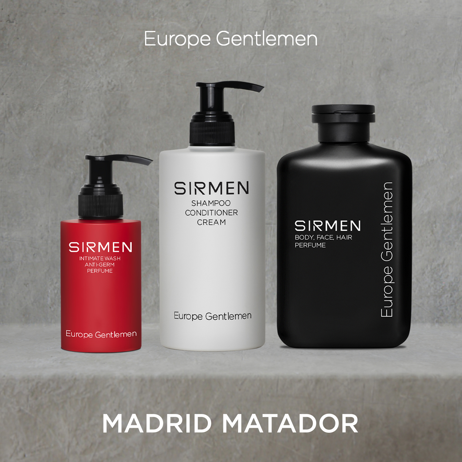 GIFTBOX combo 3 - Madrid Matador Sữa tắm gội nam 4 in 1 - Dầu gội xả dưỡng nam và Dung dịch vệ sinh 3 trong 1 SIRMEN