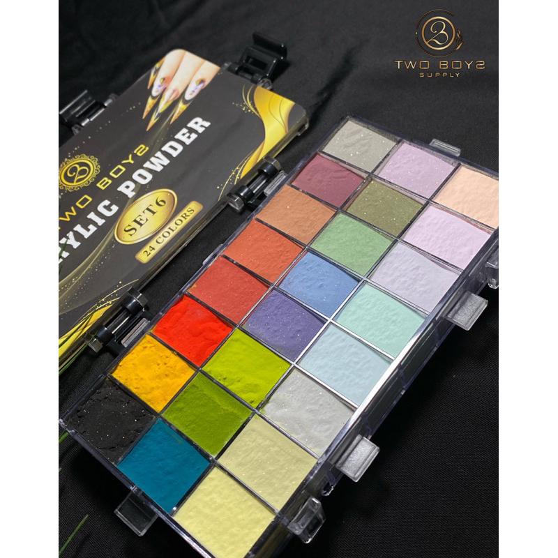 Set bột 24màu nhũ và lì kết hợp,Nặn hoa,ombre,đắp móng,flat,fantasy với 2tone nóng và lạnh