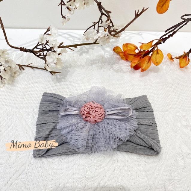 Băng đô thun gân đính hoa voan xinh xắn cho bé BD38 Mimo Baby