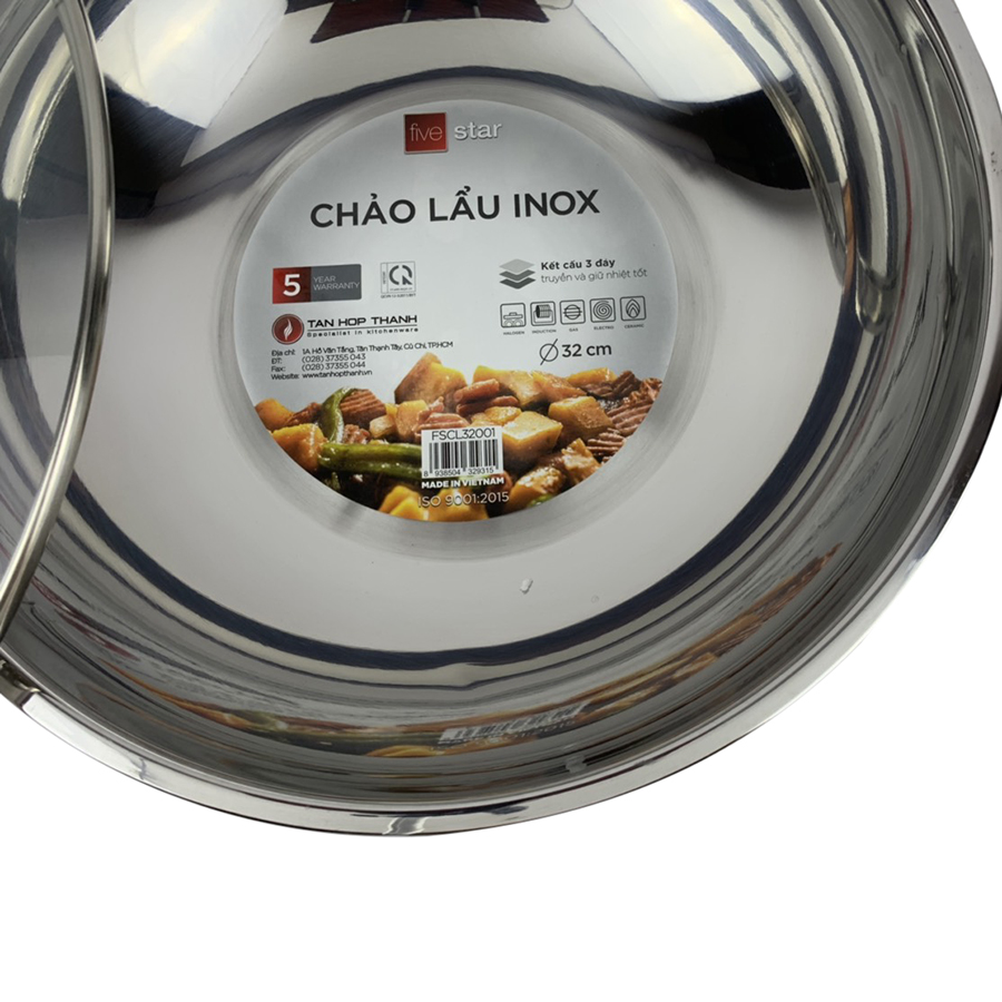 Chảo Xào 3 Đáy Nắp Kính FivestarW32-3DG (32cm)