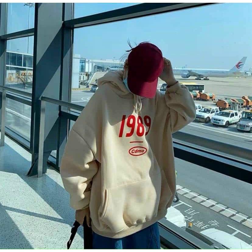 Áo Hoodie Form Rộng, Áo Khoác Nỉ Dày Dặn Nón Lớn 2 Lớp in 1989