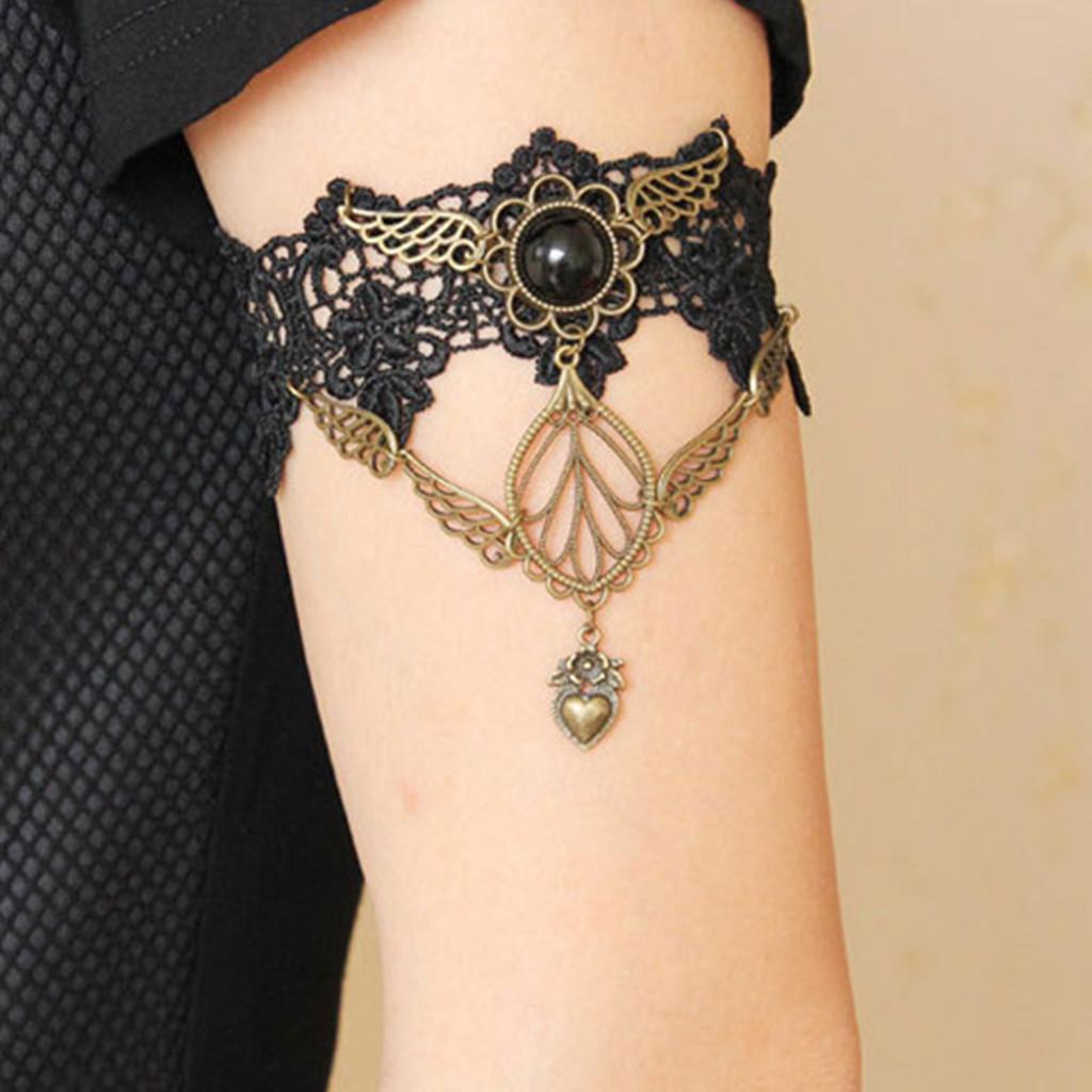 Black Lace Armlet Armband Upper Arm Chain Party Costume