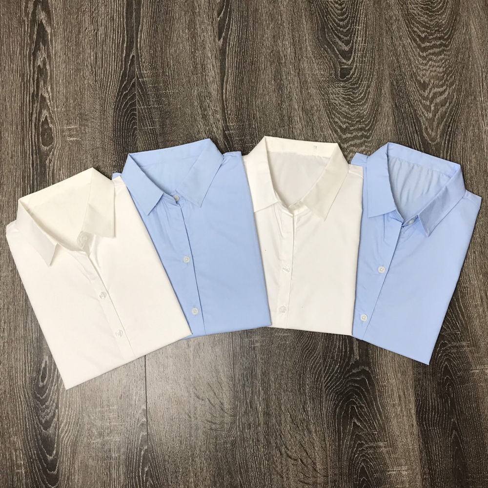 Áo sơ mi nữ Blue Chic tay ngắn form suông màu trắng xanh sơmi cộc thời trang công sở