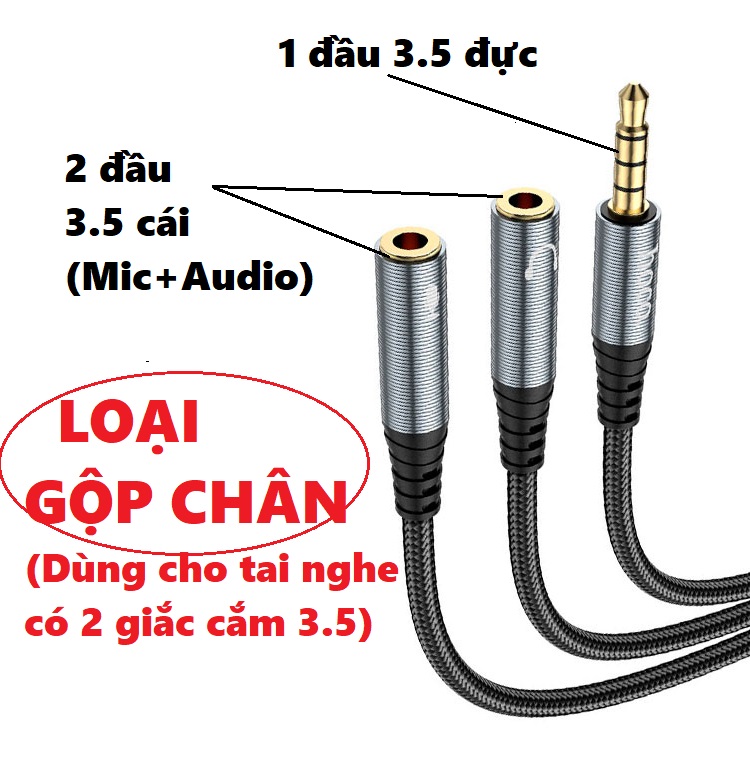 Hình ảnh Cáp gộp 2 chân tai nghe chia chân tai nghe 3.5mm Mic + audio hoco UPA21 2in1 (25cm) _  Hàng chính hãng