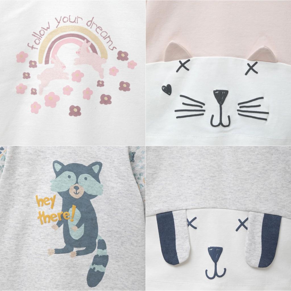 Bộ dài tay thun cotton bé gái 2-5 tuổi