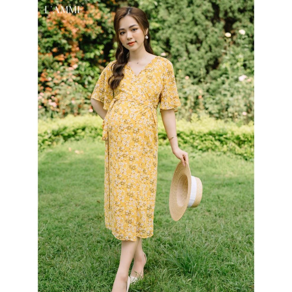 Váy bầu đẹp Jasmine Dress vải voan mềm mại đi du lịch, đi chơi thiết kế bởi LAMME