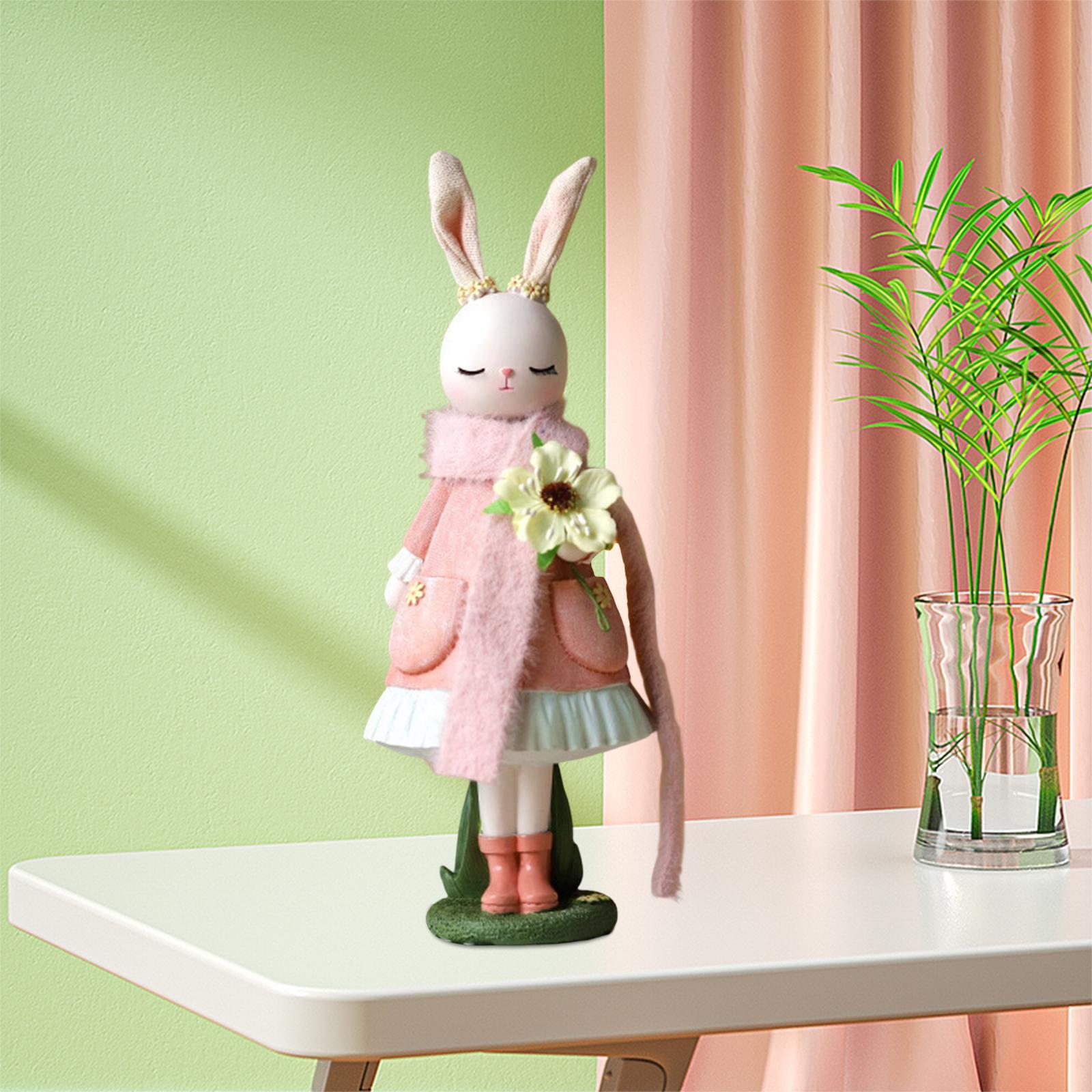 Modern Bunny Figurine Easter Rabbit Statue for Desktop Office Bookshelf