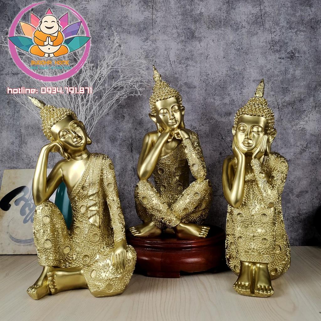 Tượng phật tam thế An nhiên màu vàng Nhật_phong thủy trang trí nhà cửa_Thờ cúng